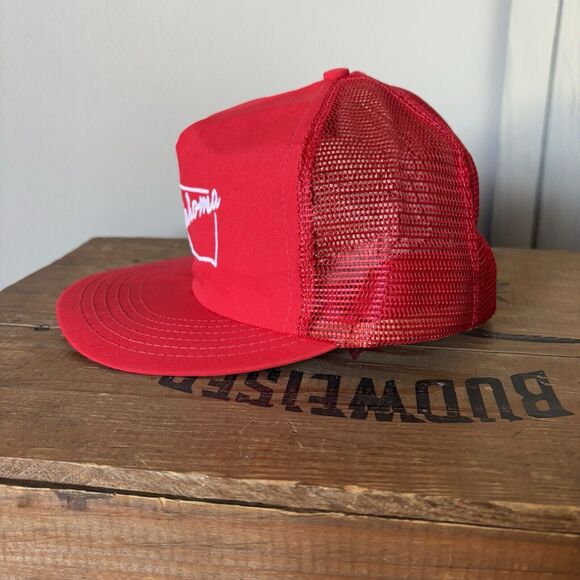 Vintage Oklahoma Trucker Hat Red Mesh Snapback Embroidered State Outline New USA - Picture 2 of 11